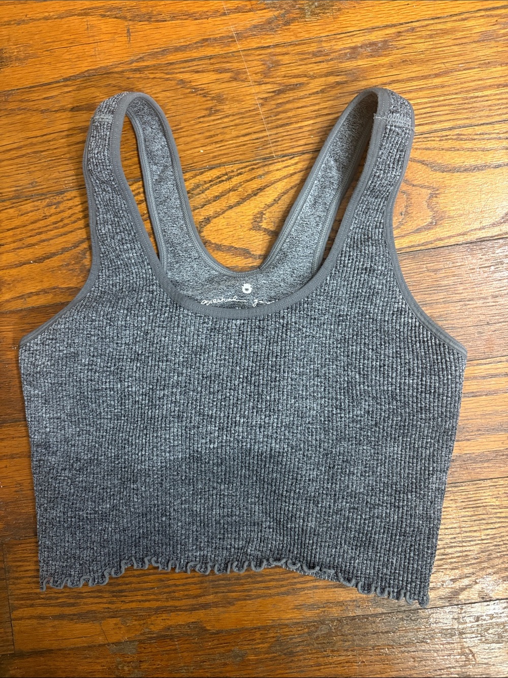 Spiritual Gangster Heathered Charcoal Ribbed Crop Bralette size M/L